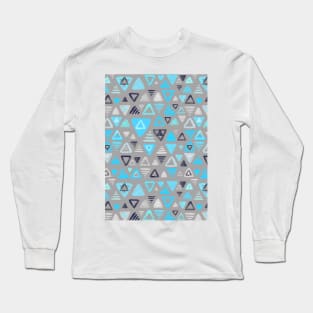 Summer Turquoise Triangles on Grey Long Sleeve T-Shirt